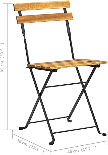 Miniatura 3 de vidaXL Sillas plegables para patio, 2 piezas, madera de acacia y acero, asiento para exterioresjardínpatio, 15.7 pulgadas de ancho x 18.1 pulgadas