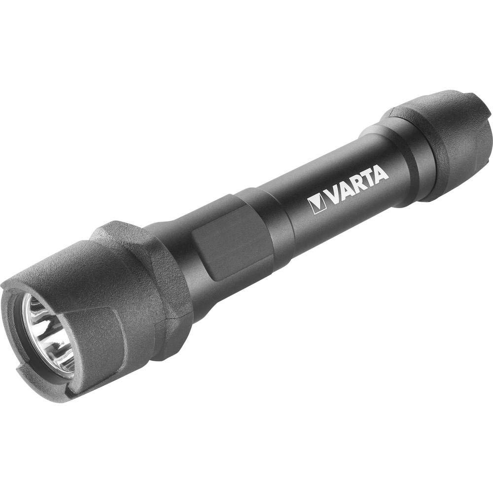Varta 18701 Torcia LED a Mano Indestructible Flashlight F20, 1 Watt, 2 pile Stilo AA Longlife Power Incl, 170 Lumen corpo alluminio resistente a urti, cadute 4mt, acqua IPX4, per attività Outdoor e Professionali, gancio integrato