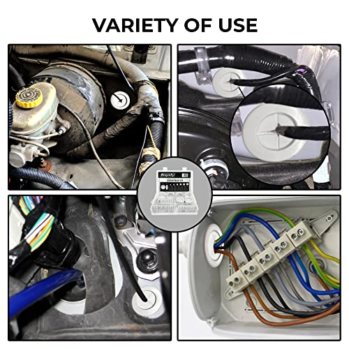 Brexxty 52 Pcs Rubber Grommets For Wiring (White) – Rubber Grommet Kit In 6 Assorted Drill Hole Sizes Of 5/8" 13/16" 7/8" 1" 1-3/16" 1-1/2" – Rubber Hole Plugs For Automotive & Hardware Repair #TOP4