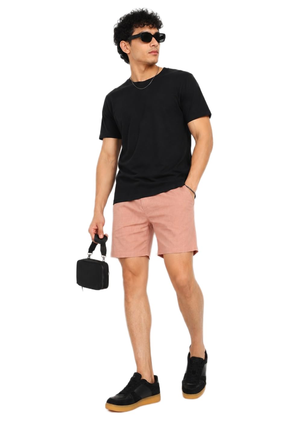 Men's Classic Peach Solid Linen Regular Fit Casual Shorts – Mid-Rise Elasticated Waistband S to XXL-picture-40