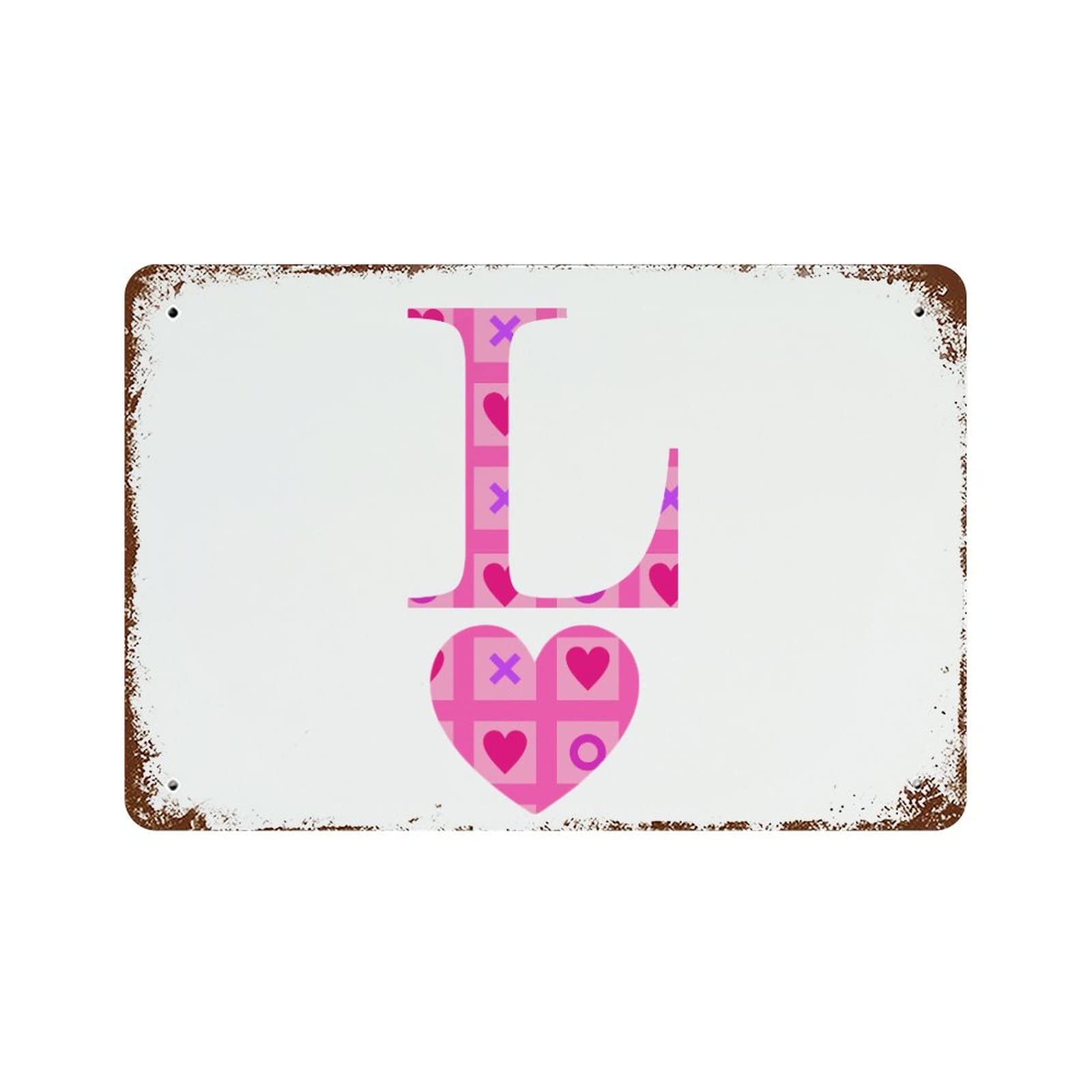 Plaque en métal Saint-Valentin avec monogramme L initiale pour offrir