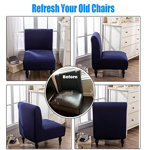 Leonebebe Armless Accent Slipper Chair Covers, Stretch Living Room Slipper Chair Slipcover Spandex Jacquard Fabric Removable Washable Non-Slip Chair Cover For Home Hotel Bedroom (Dark Navy) #TOP5