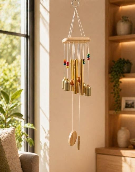 SUBHARTI 4 Pipe 4 Bell Wind Chimes for Home Positive Energy | Metal Windchimes for Balcony Bedroom with Sweet Sound | 18 Inch Long-picture-16