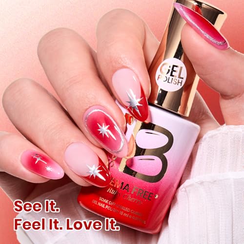 Image of Beetles Ruby Cherry Jelly Red Gel Nail Polish - 15ML Full Size Neutral Sheer Gel Nail Polish Translucent Effect Soak Off UV LED French Nail Art Salon DIY Manicure Gift for Women