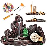 Zvaiuk Mountain Waterfall Incense Burner，Backfall Incense Holder River, Incense Falls Meditation Decor for Room with Upgrade Incense Cones and Accessories (5in1 Palo Santo)