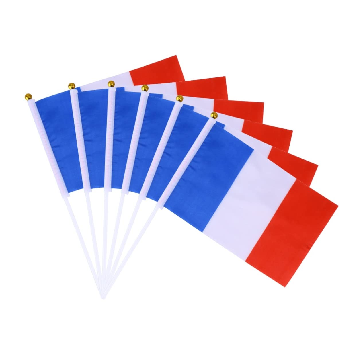 LUSEOAN Confezione 20 Mini Bandiere Francesi – Dimensioni 14x20,8 Cm Con Asta In Legno Da 32 Cm, Ideali Per Festa Nazionale E Decorazioni