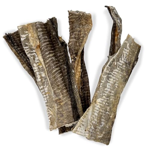 Getrocknete Dorschhaut (Kabeljau) für Hunde, Trockenfisch Hundesnack, 100% natürlicher & intensiver Geschmack, 75 g