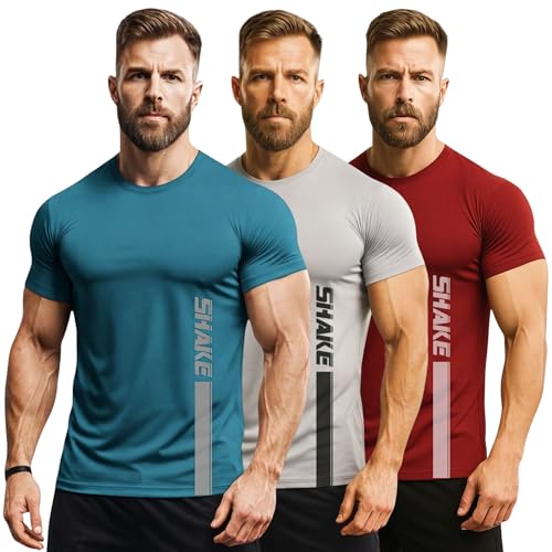 Image of 3Colours RGB Active Fit Men's Sports T-Shirt - Lightweight Quick Dry Polyester Gym & Running Wear-Shake