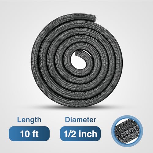 Image of Nilight Cable Sleeve, 10ft-1 /2inch Cord Management Sleeves Black Wire Loom
