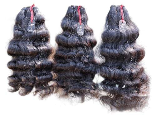 IDM Raw Indian Hair Weft Bundles, Natural Soft Curly, 100% Human Hair (16