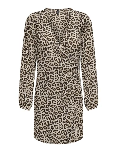 ONLY Damen ONLALMA Life Poly L/S GINA Dress Kleid, Pumice Stone/AOP:599 Leo, L