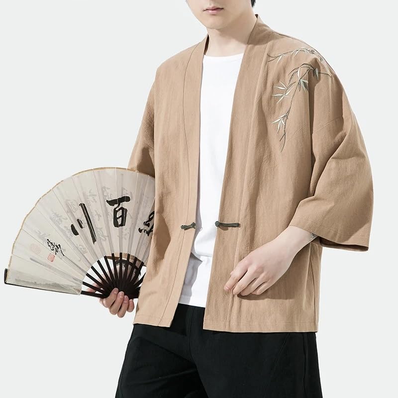 Summer Men Cardigan Japanese Kimono Embroried Men Kimono Shirt Casual Coat3