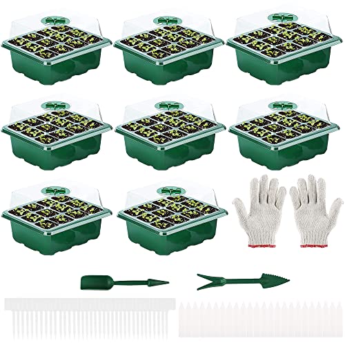 Heryamess 8 pièces Mini Serre pour Semis,Plateaux de Culture avec Couvercle,Bac à semis Mini Serre,Intérieur Plateau de Semis,Plateau Semis Transparente en Plastique Cover