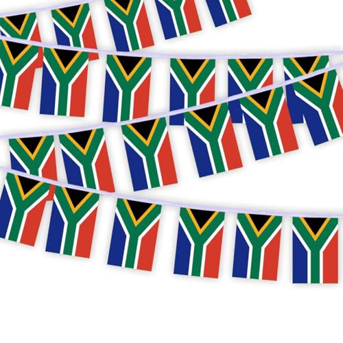 30 Stück Südafrika Flaggenkette Fahnen, 10 Meter Südafrikaner Rechteck Seilfahnen, dekorative Banner verwendet, um Innenhöfe zu schmücken String South Africa