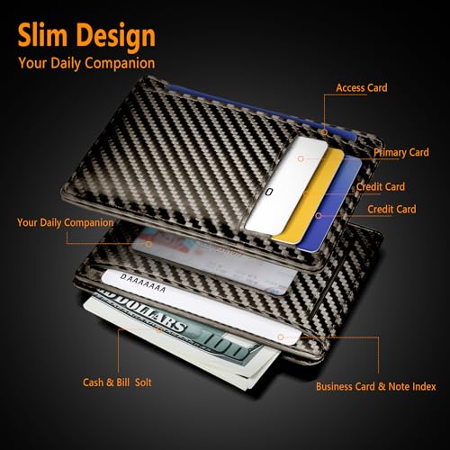 Image of Travelambo Slim Minimalist Wallet for Men, RFID Blocking Credit Card Holder, Front Pocket ID Card Case, Gifts for Men, Husband, Boyfriend, Teenage