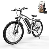 マウンテンバイク 26インチ アシスト走行 自転車 サスペンション装備 前後ディスクブレーキ・LEDライト・液晶ディスプレイ・自転車ベル搭載 炭素鋼フレーム 防水 アウトドア 通勤 山登り スマホホルダー・日本語取扱説明書・泥除け付き C3