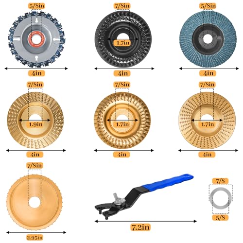Ysiewjsue 11Pcs Wood Carving Disc For 4 Inch Or 4 1/2 Inch Angle Grinder, Angle Grinder Wood Carving Disc,Wood Shaping Grinding Disc For Angle Grinder Attachments, Stump Grinder Teeth, Wood Shaping Tools thumb #1