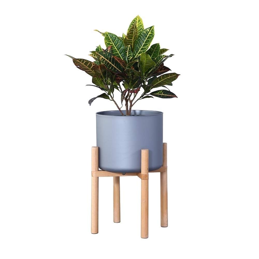 ZHKY Nordic Solid Wood Floor Flower Planter Stand Modern Simple Indoor Decoration Ceramic Flower Pot Assembly Living Room Decor Green Plant Rack Creative Office Landscape Container (Color : Blue)