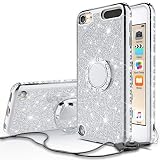 Compatible for Apple iPod Touch 7th, 6th, 5th Generation Case, SOGA Cute Girl/Women Rhinestone Bumper Sparkling Glitter Bling Diamond Phone Cover with Magnetic Ring Stand - Silver