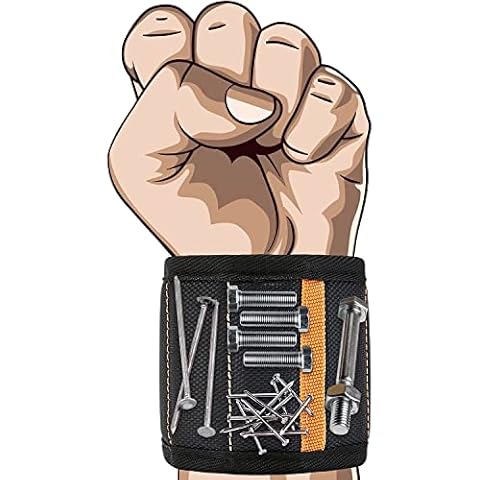 Adjustable Magnetic Wrist Band, 15 Strong Magnets Wristband for Holding Screws, Nuts, Gadgets.Tool Band Cool Christmas Gifts for Men & Women, Husband Birthday Gift Wristband Cover