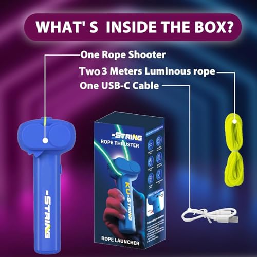 Image of Lasso String Shooter Toy for Kids with Glow Rope Launcher - Handheld Zip String Gun with Propeller Mechanism, Rope Shooting Game Toy for Boys Girls Indoor Outdoor Play