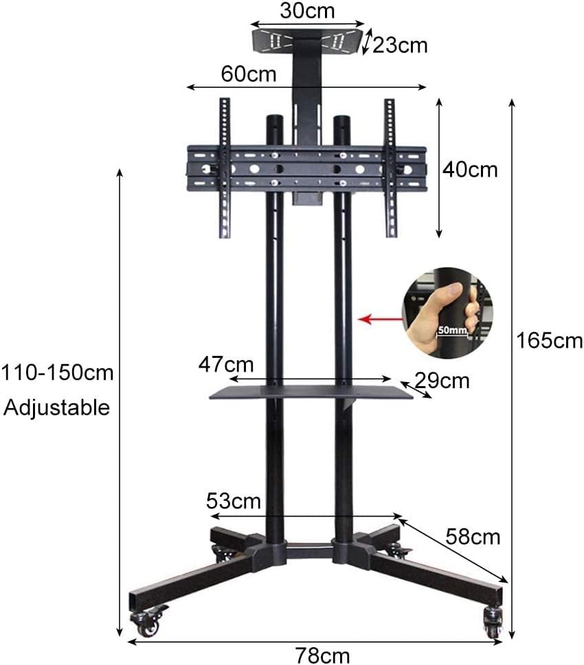 Soporte móvil para TV ajustable en altura color negro miniatura 2