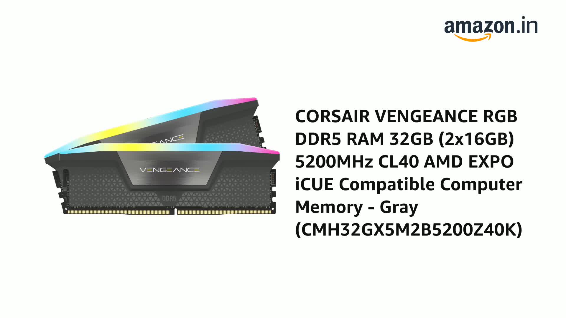 Amazon.in: Buy CORSAIR Vengeance RGB DDR5 RAM 32GB (2x16GB