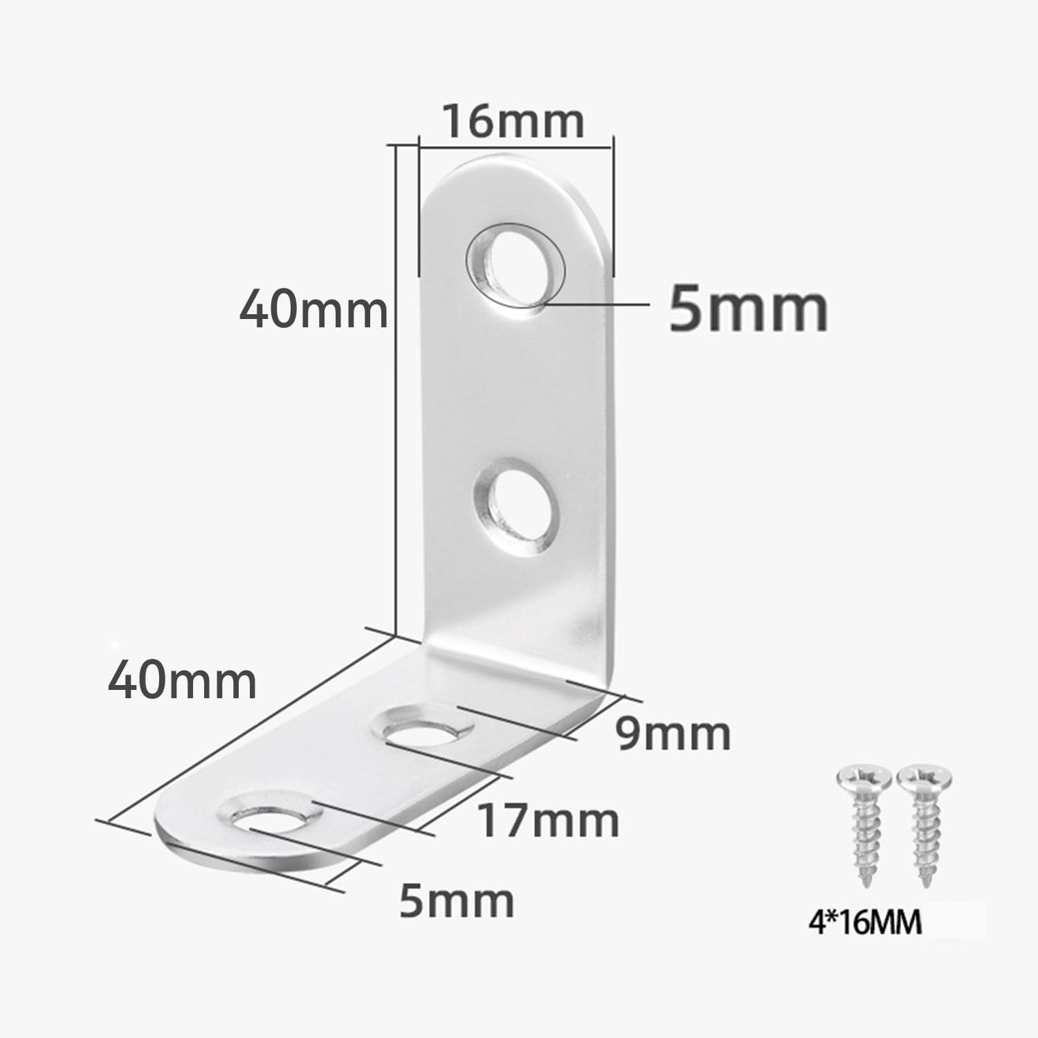 Stainless Steel Corner Brace, 20-Pack 90 Degree Right L-Shaped Metal Corner Connector Joint Plate, Heavy Duty for Furniture, Shelf, Cabinet, DIY Woodworking Projects with 80PCS Screws