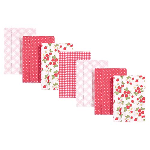 Image of Hudson Baby Unisex Baby Cotton Flannel Burp Cloths, Strawberries, One Size