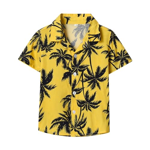 Boys Lapel Tropical Botanical Print Single Breasted Cardigan Beach Shirt Boys Clothes Size 8