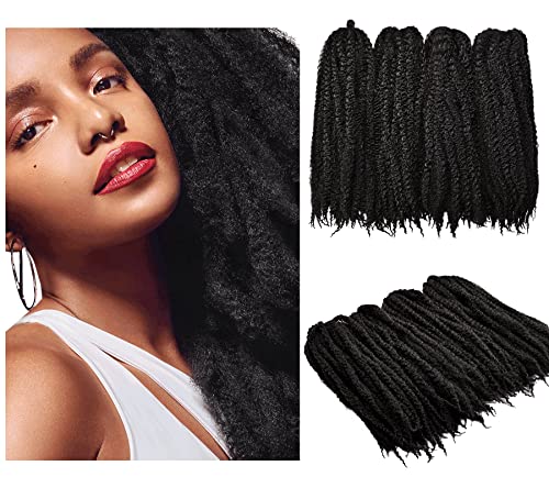 YMHPRIDE 4 paquets de tressage de cheveux extensions 18pouces Afro Kinky Twist Crochet Braids cheveux synthétiques (2#/Noir clair)