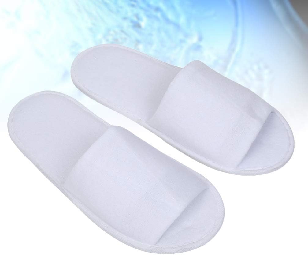 Heallily 4 Pairs of Male Disposable Slippers Cotton Velvet Open Toe Slippers with Travel Bags Soft Portable Folding Shoes Slippers for SPA Hotel Salon Bathroom