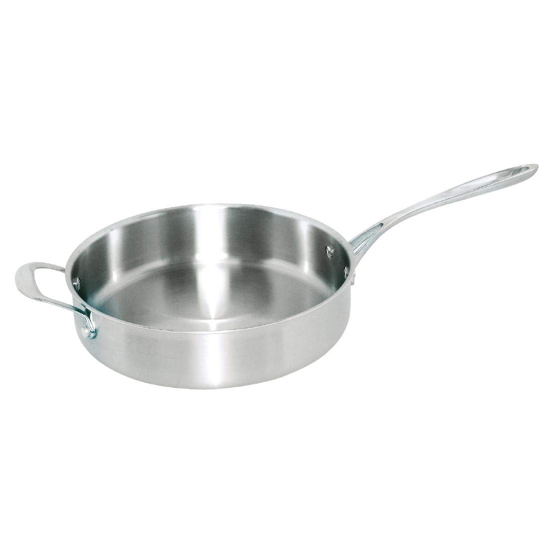 Vogue - Poêle à sauter triple paroi 28 cm/​3,​95 L, inox aluminium, Poêle compatible induction, Convient à toutes les surfaces de cuisson, Couvercle compatible : Y426 (vendu séparément), GG032