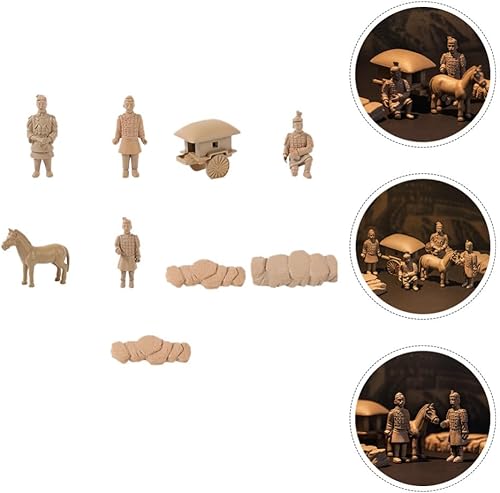 Miniatura 4 de Abaodam 9 unidsset de estatuas de guerreros de terracota Xian China terracota guerreros carro y caballo modelo China Qin dinastía guerreros