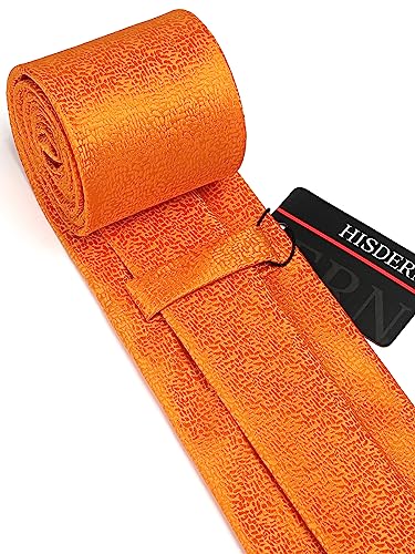 Image of HISDERN Mens Ties Set Stripe Plaid Ties for Men and Pocket Square Cufflinks Formal Silk Necktie Wedding Business