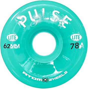 Atom Pulse Lite Outdoor Quad Roller Skate Wheels, 62mm, Mint, 78A