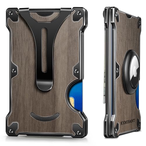 KEMISANT Men Airtag Wallet, Slim Wallet Front Pocket Money Clip for Gift Men Aluminum Card Holder RFID Blocking 15Cards