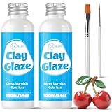 CALPALMY (2-Pack) 100ml Gloss Glaze Varnish Kit for Air Dry Clay Sealer, Waterproof, Gloss Finish -...