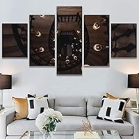 SIGNWIN 5 Panel Canvas Wall Art Architecture & Maps Closeup Cool Industrial Multicolor Patterns for Home Decorations Ready to Hang - 60