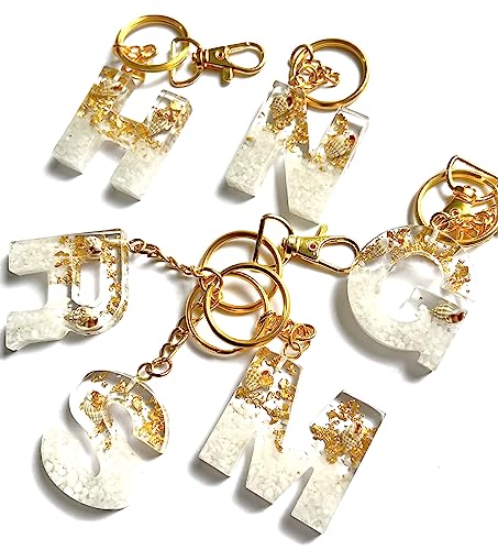 Image of Resin Letter Keychain A to Z | Personalized alphabet keychain | Resin letter Keychain for Girl Women, Men, Car, Bike, Handbag, Purse | Initial Letter Tassel charm keychain