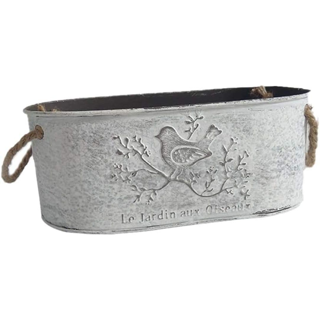 Pot de fleur vintage ovale en métal pour décorer votre balcon et fleurir le jardin