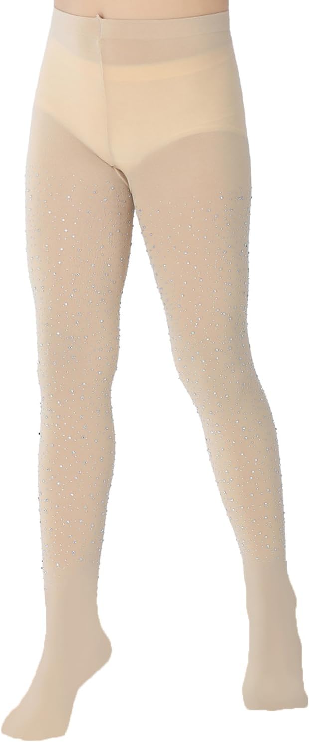 Girls Semi Opaque Footed Tights with Rhinestone Microfiber Ballet Dance leggings Ultra Soft - Image 4
