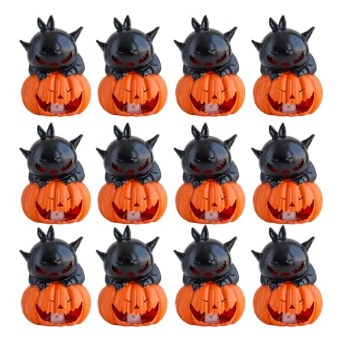 Velas de Halloween - 12 Unidades Velas Sin Llama Calabaza Halloween | Iluminación Ligera LED Para Interiores Exteriores Fiestas Hogar