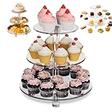 EffiQ-Rate アクリル ケーキスタンド 3段 アフタヌーンティースタンド フィギュア 台座 ディスプレイ 収納 透明 誕生日 パーティー カップケーキ スイーツ マカロン デザート 展示 店舗陳列 コンパクト 省スペース