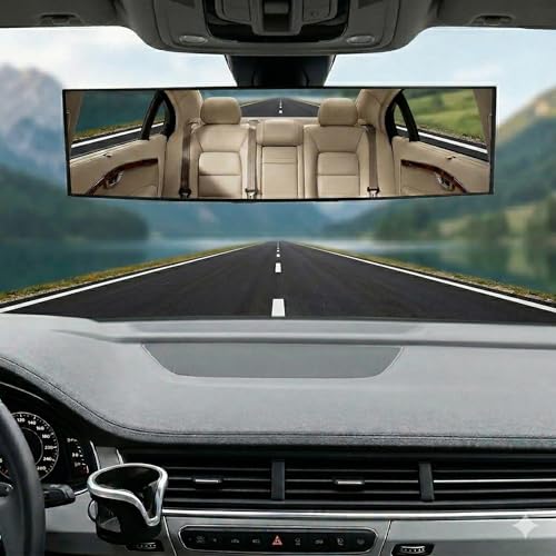 Image of Rear View Mirror, Clip On Rear View Wide Angle Mirror, Panoramic Interior Extended Rear View Mirror, Anti-Glare, car mirror -1pc (Car Sun Visor)