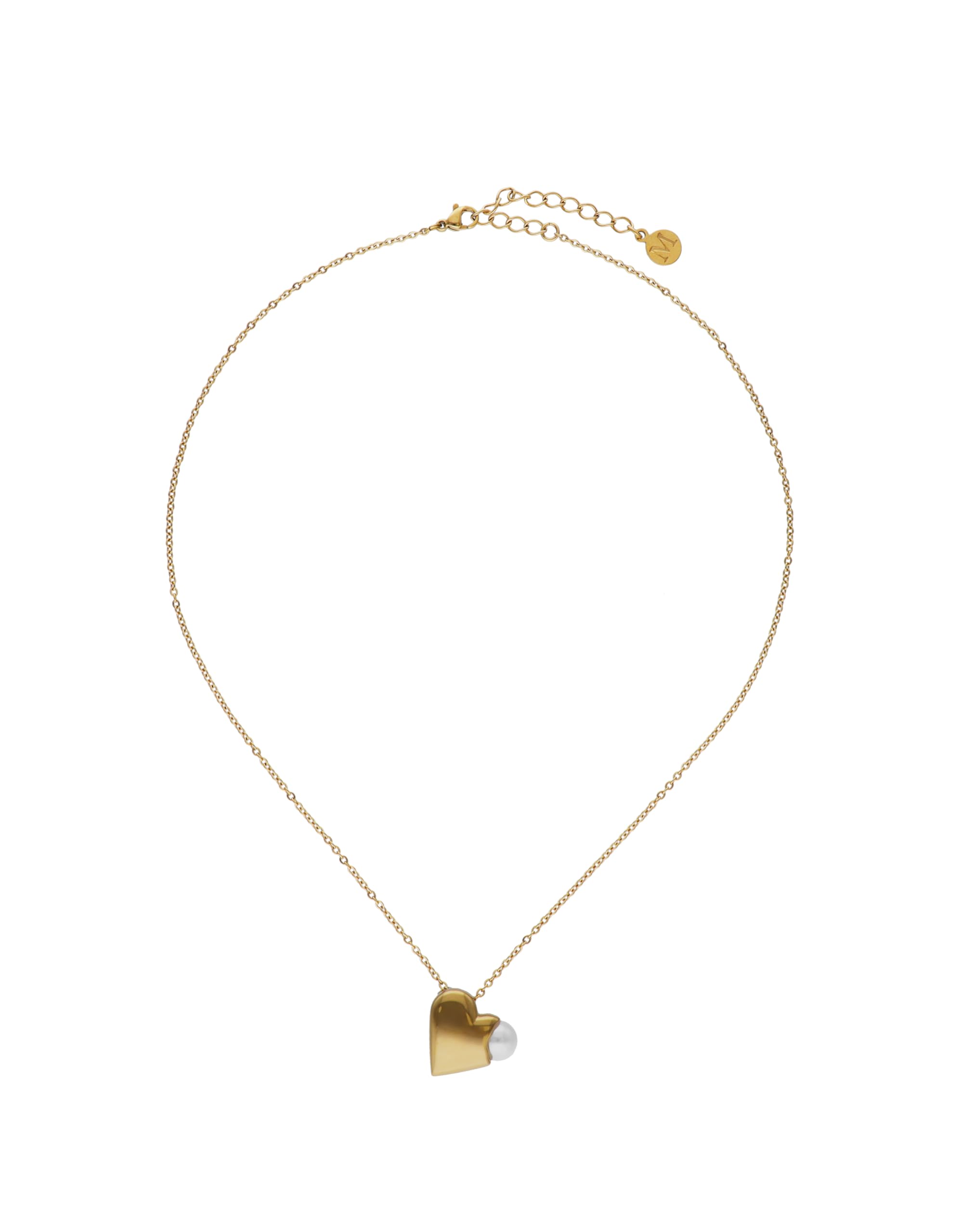 MajoricaCollar Dolce Cuore - Corazón con Perla Blanca Redonda 8mm - Colgantes para Mujer - Largo 40 cm - Elaborado en Plata - Elegancia Contemporánea