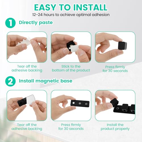 Organizador Magnético para Cables, Clips Magnéticos para Gestión de Cables Bajo Escritorio, Adhesivo para Organizar Cables de Cargador, Soporte Magnético para Hogar y Oficina miniatura 5