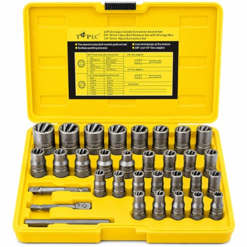 Upgrade Bolt Extractor Kit, 3/8" and 1/4" Drive Bolt Extractor Socket Set