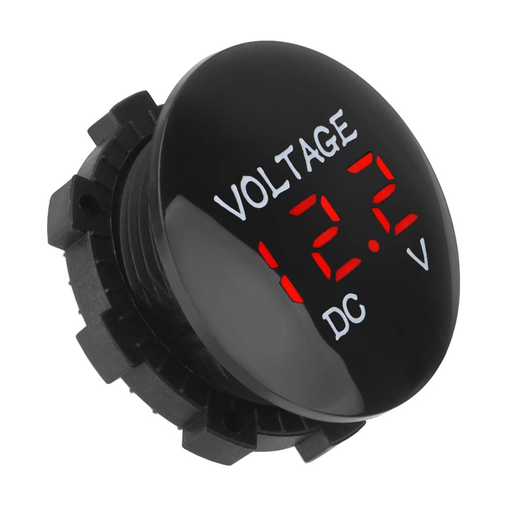 Mini Voltímetro Digital, Probador de Voltaje a prueba de agua, pantalla LED, para Coche, Motocicleta, Barco, Camión, Plástico ABS, DC 12V-24V (Rojo)