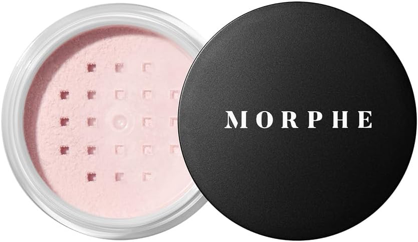 Morphe Mini Bake & Set Setting Powder - Lightweight, Talc-Free Finishing Powder for Face Makeup with a Soft, Natural Finish - Minimizes Shine for Up to 24HR - Brightening Pink (0.09 oz)